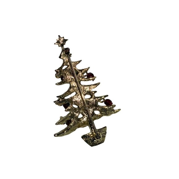 Christmas Tree Pin Brooch with Dangling Bead Ornaments - Picture 4 of 5